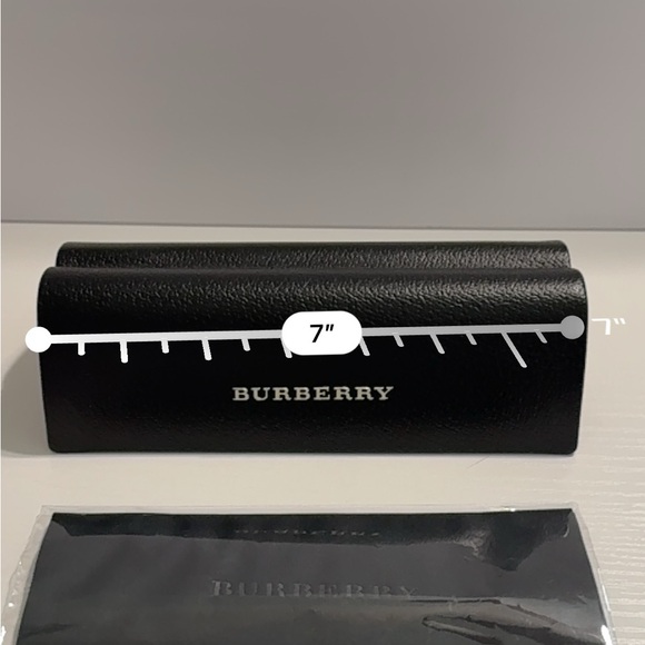 ๐ Burberry Black Leather Hard Case + Cleaning Cloth ๐ค Luxury Eyeglass Case - Picture 3 of 16